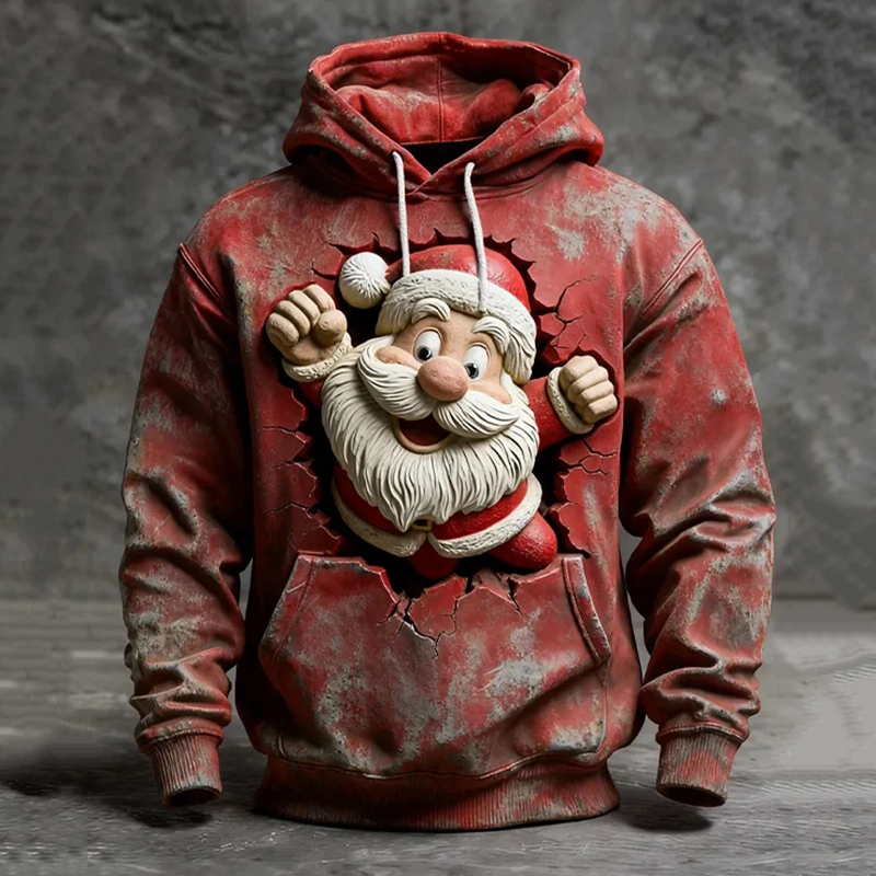 Men's Santa Claus Fun Christmas Art Print Hoodie elevenforest