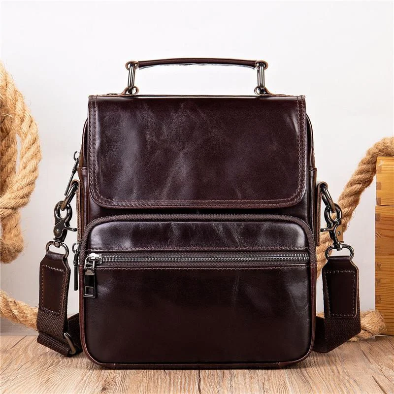 Mens Classic Business Casual Briefcase Handbagas Leather Shoulder Packs