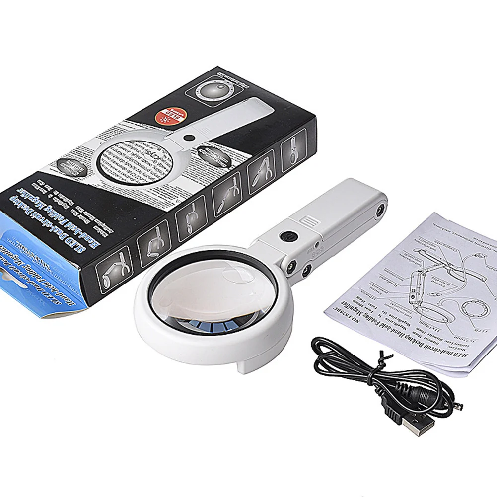 LED Folding Magnifier for Reading Portable Handheld Loupe Magnifying Glass