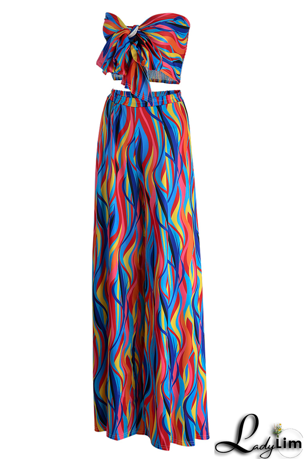 Colour Sexy Print Patchwork Strapless Sleeveless Two Pieces