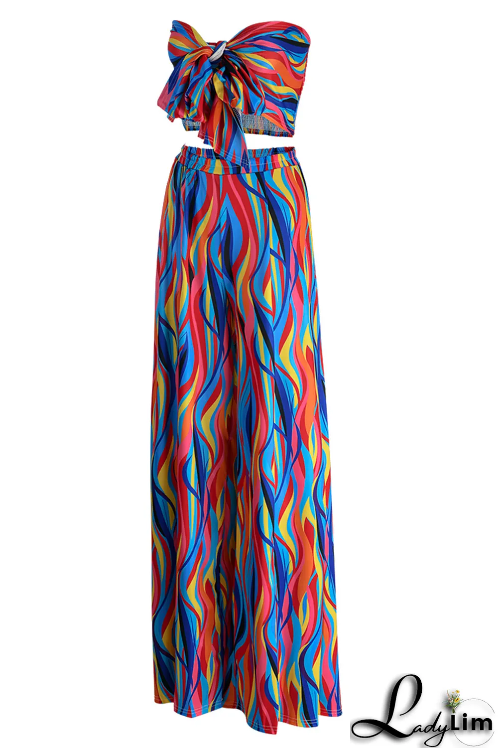 Colour Sexy Print Patchwork Strapless Sleeveless Two Pieces