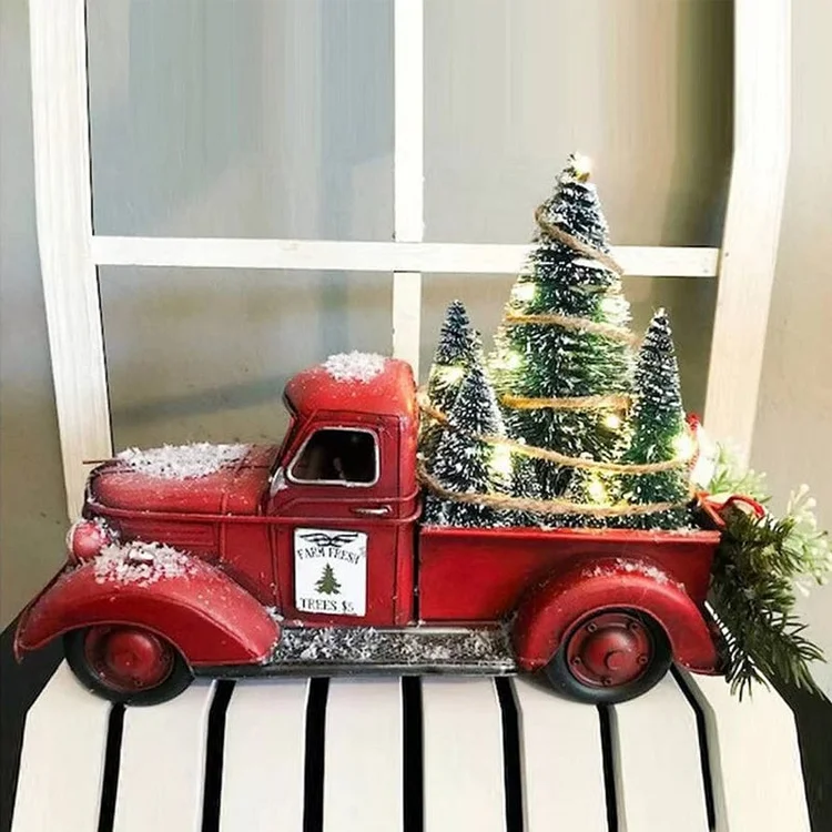 🔥Red farm Truck Christmas centerpiece🔥(Christmas Sale)
