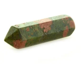 pornhint Pornhint Unakite jasper crystal wand, small polished unakite pink orthoclase feldspar in green epidote heagonal pointed wand