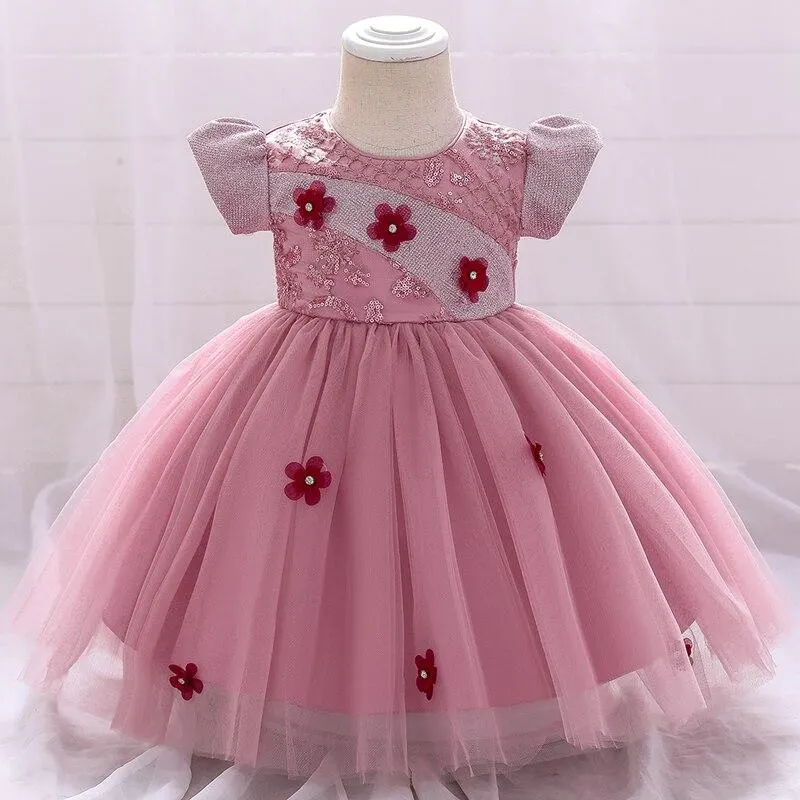 2021 White Dress Ceremony 1st Birthday Dress For Baby Girl Clothes Beading  Princess Dress Ball Gown Party  Dresses 2 1- 5 Years