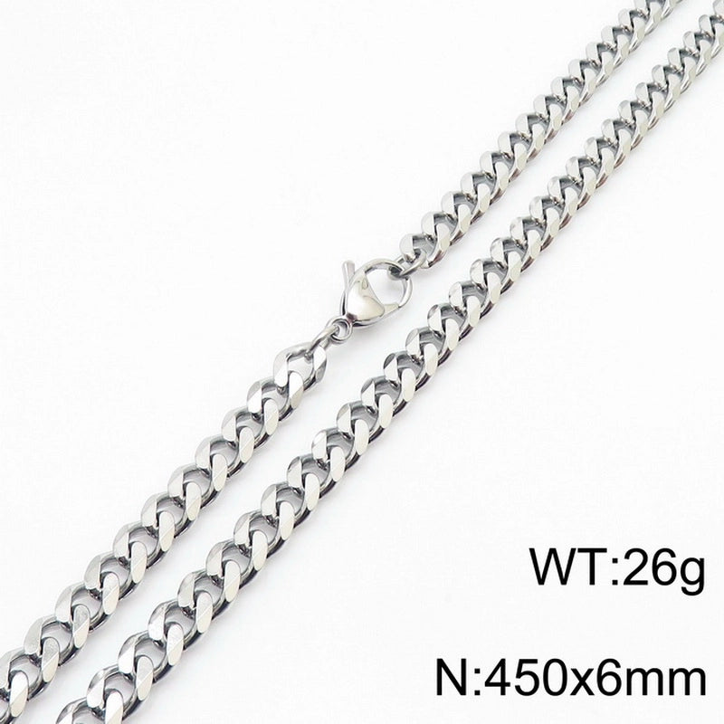 Hiphop Hip Hop Men & Women Trendy Stainless Steel Six-Sided Grinding Necklace