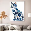 (Multi-Style) Blue And White Porcelain Cat-11CT Stamped Cross Stitch 40*53cm/15.75*20.87in