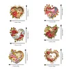 6Pcs Diamond Painting Flowers Hearts Fridge Magnet for DIY Art Crafts