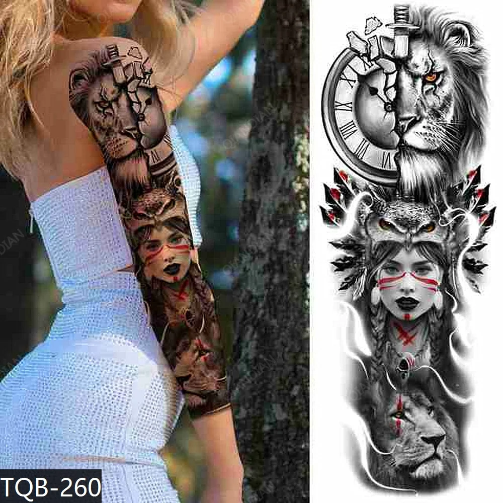 Sdrawing Women Waterproof Temporary Tattoos Stickers Thighs Cool Hipster Skull Mermaid