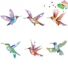 6pcs Diamonds Painting Birds Christmas Atmosphere Window Stickers For Home Decor