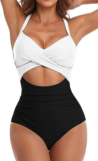 🛒Swimsuits Tummy Control Cutout- Tie Back Wrap High Waisted Bathing Suit ✨Promotion 49% OFF Limited Time💕