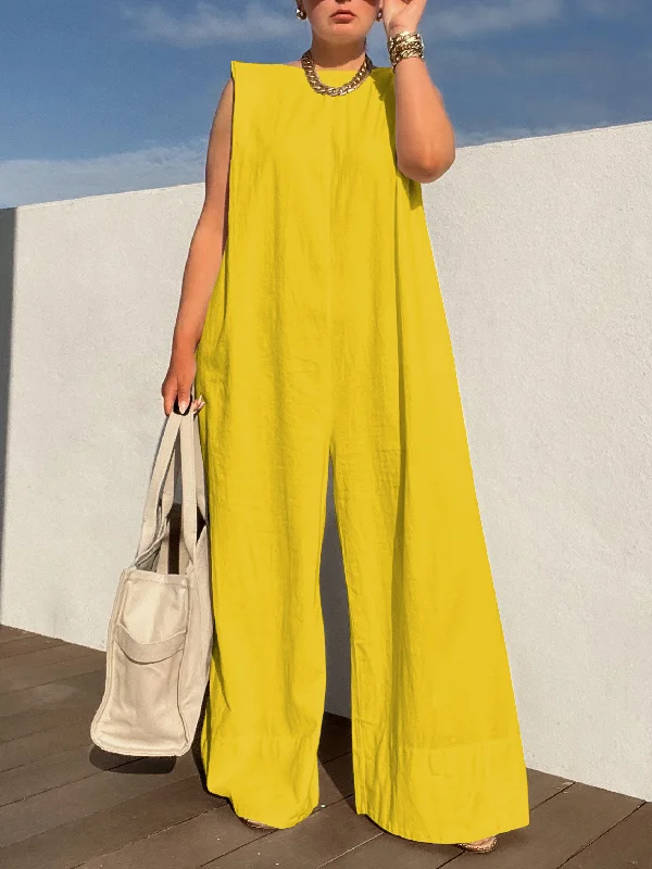 Solid Color Sleeveless Wide Leg Jumpsuits | Stylish & Comfortable