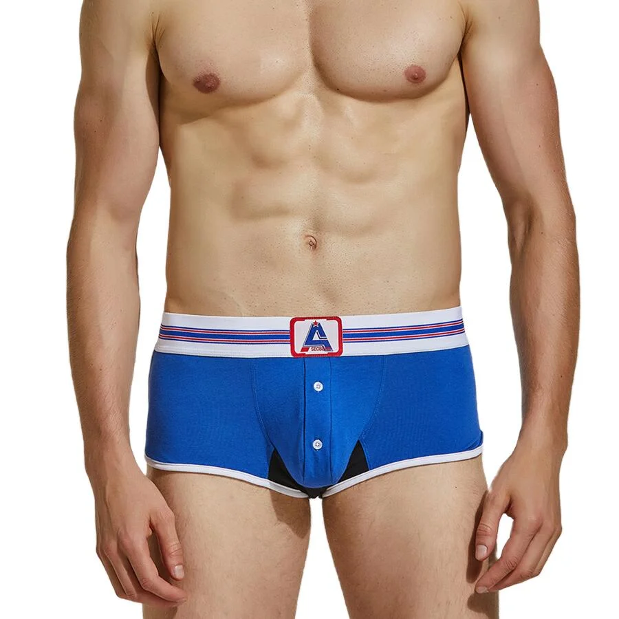 Aonga Men's Boxers Cotton Underwear Boxer Shorts Arrow Panties Button U Convex Design Home Lounge Shorts Pajama Shorts aonga