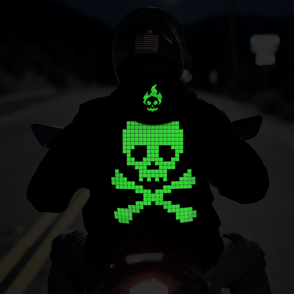 Luminous Skull Graphic Motorcycle Hoodie
