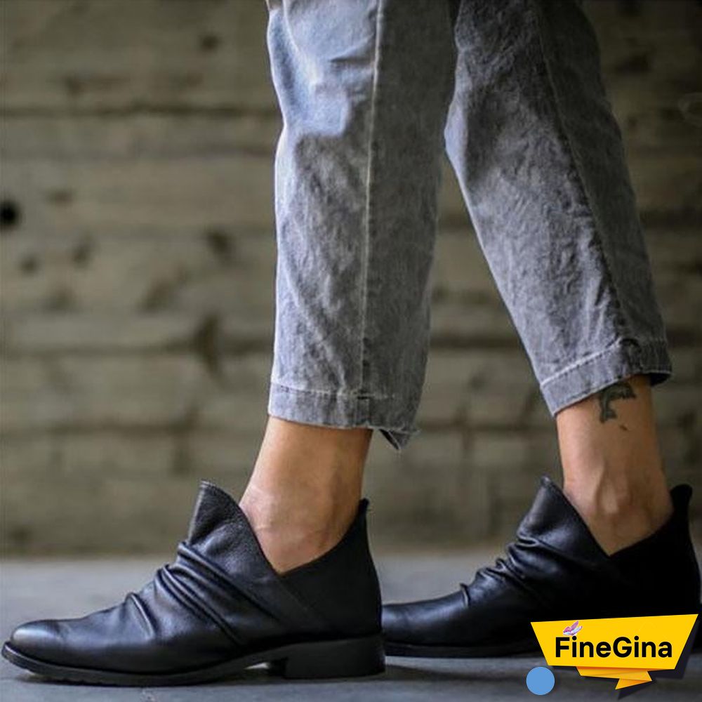 Slip-On Low Heel Casual Boots