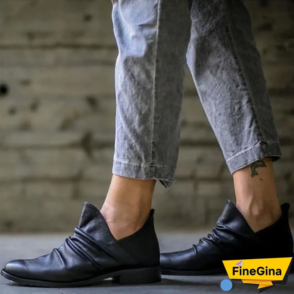Slip-On Low Heel Casual Boots