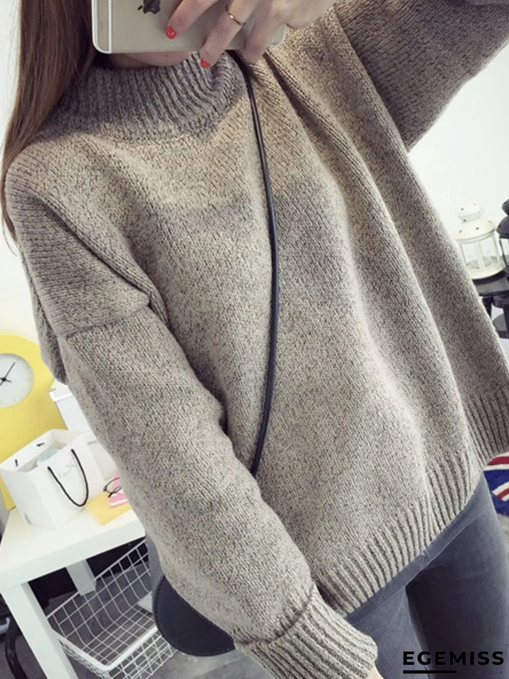 High neck pullover female loose sweater | EGEMISS