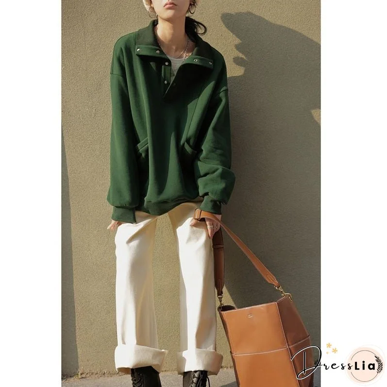 Deeptown Vintage 90S Women Hoodies Casual Korean Fashion Chic Female Thick Sweatshirts Harajuku Green Pullovers Streetwear Loose