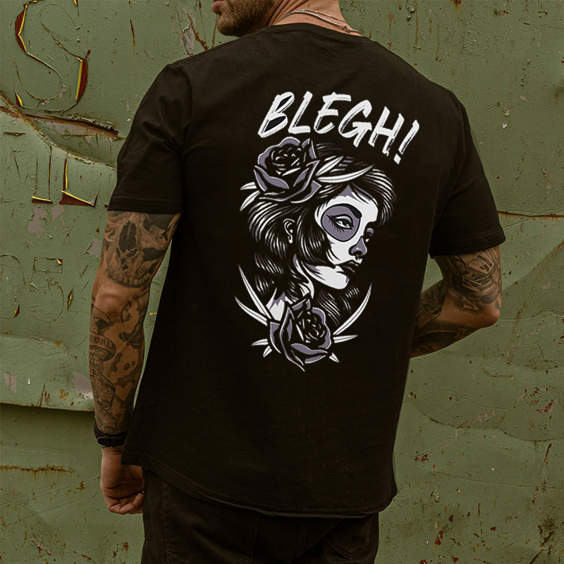 BLEGH Mythological Goddessy with Roses Black Print T-Shirt