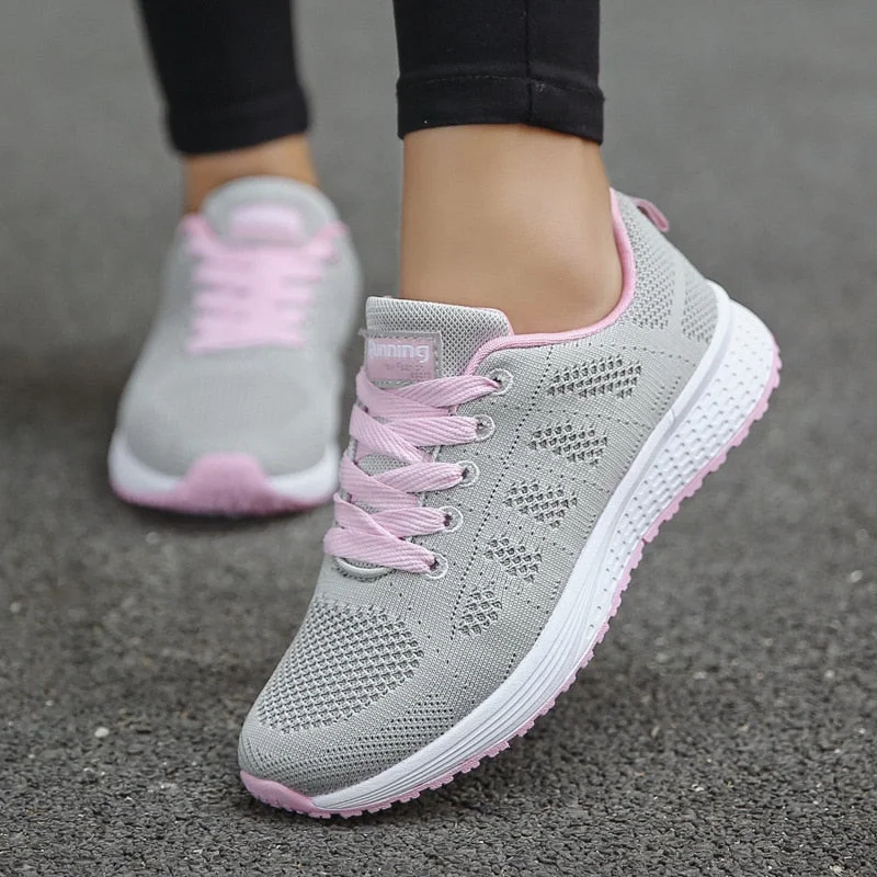 Woherb Women Casual Shoes Fashion Breathable Walking Mesh Flat Shoes Woman White Sneakers Women 2020 Tenis Feminino Female Shoes