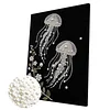 (30x40cm)Two Jellyfish DIY Pearl Painting Framed Grape Handmade Pearl Material Art Kit Living Room Decor