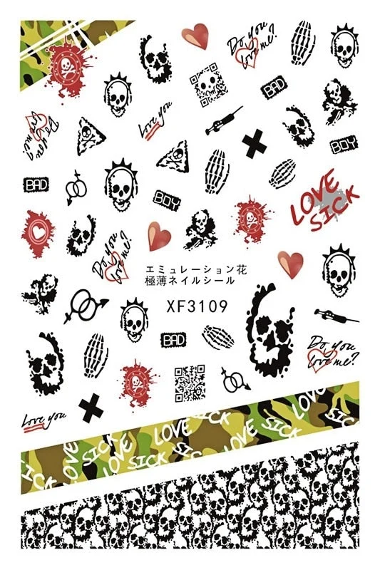 1pcs Autumn Winter Nail Sticker Robin Snow Birds Flower New Year Halloween Christmas 3D Decals Nail Art Design Decor Accessories-Nail Inspo