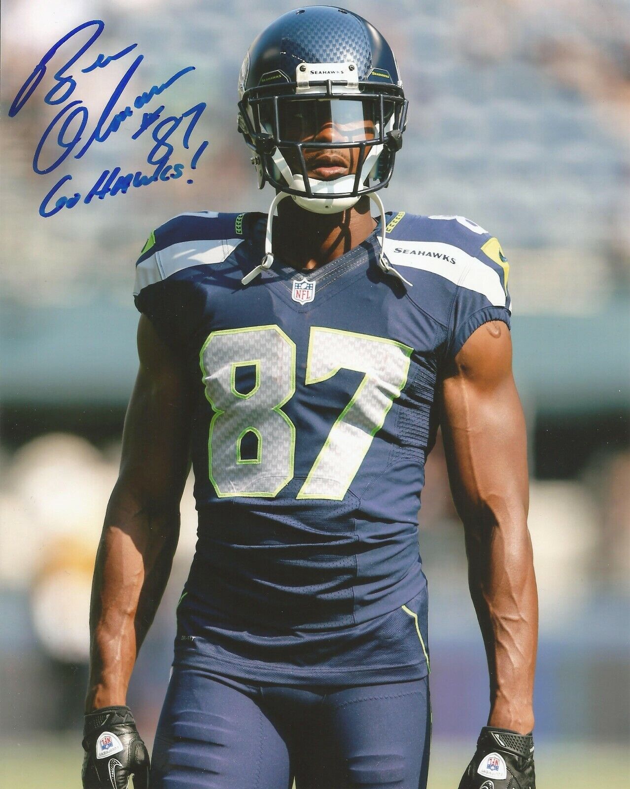 BEN OBOMANU SIGNED SEATTLE SEAHAWKS 8x10 Photo Poster painting #2 with PROOF & COA