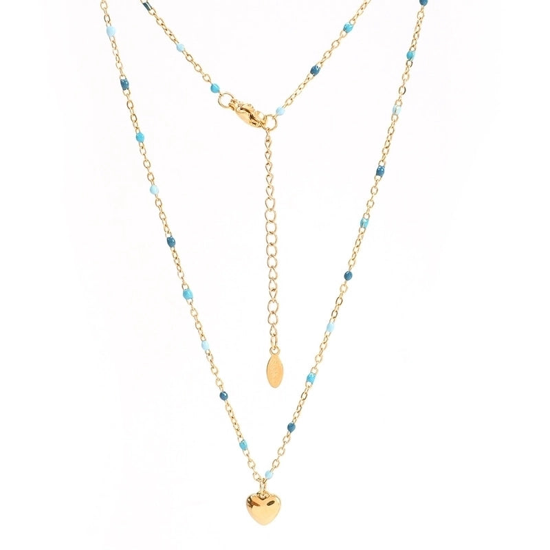 Minimalist Heart Shape Stainless Steel Titanium Steel Enamel Plating Pendant Necklace