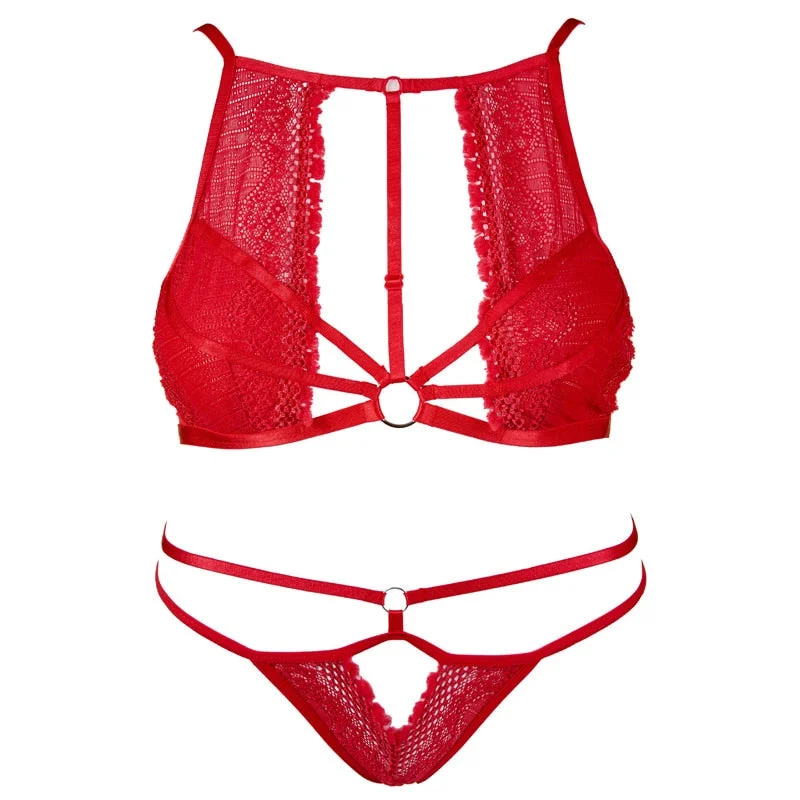 Perspective Bralette Sets Lenceria Intimates Sexy Lingerie Women's Ultra-thin Lace Temptation Underwire Bra Panty Set