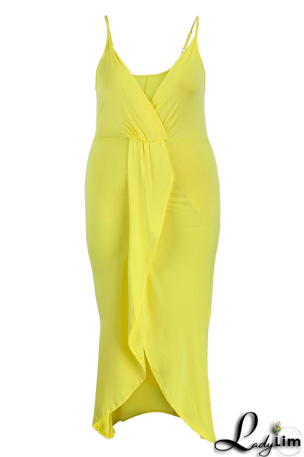 Black Fashion Sexy Plus Size Solid Patchwork V Neck Sling Dress