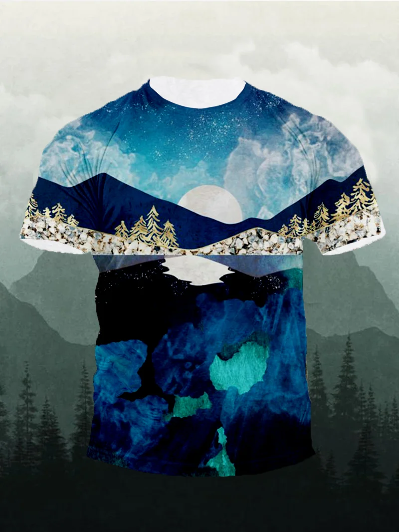 Midnight Mountain Print Short Sleeve Men's T-Shirt in  mildstyles