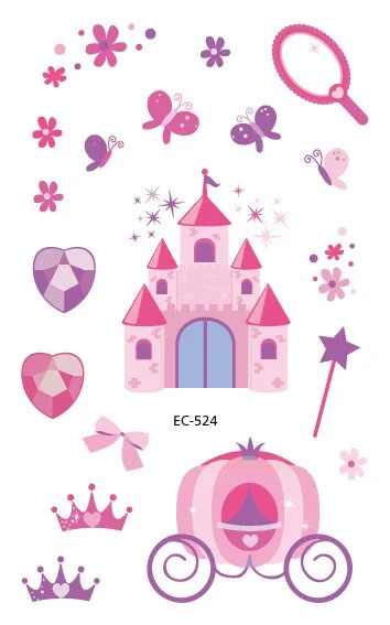 12 kinds Cartoon Fairy Princess Temporary Tattoo Stickers for Kids faux tatouage temporaire Disposable Children Cute Girl Gift