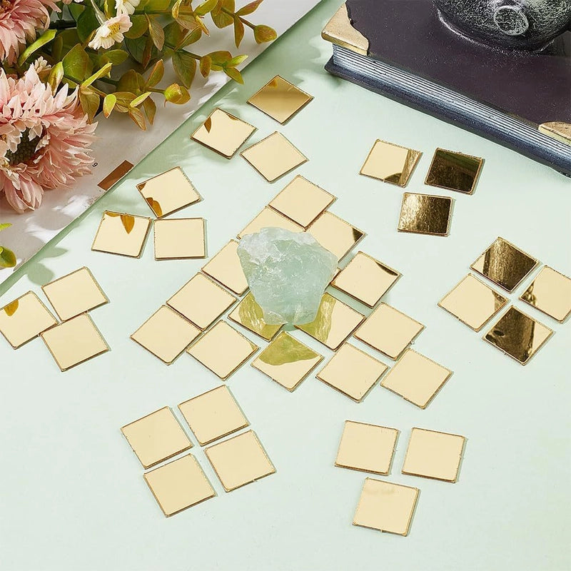 100 PCs Mini Square Mosaic Wall Stickers Acrylic Mirror Decoration DIY Self-Adhesive Bedroom Living Room Stickers
