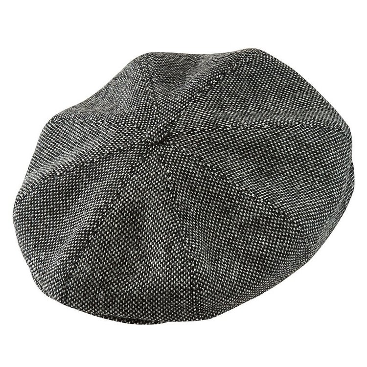 PEAKY BLINDERS - WOOL Genuine Scottish Harris Tweed 8 Panels Man Cap BLACK-WHITE