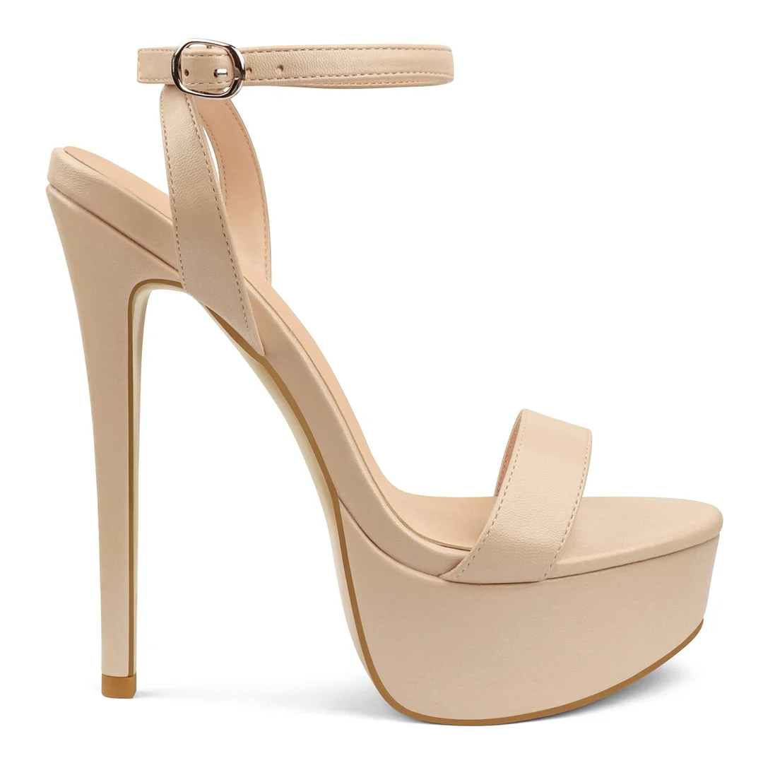 145mm Open Toe Platform Sandals Ankle Strap High Heel Matte  Summer Shoes-MERUMOTE