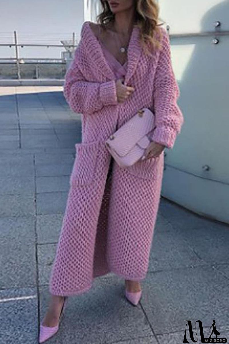 MidiSono - Elegant Solid Solid Color Cardigan Collar Tops