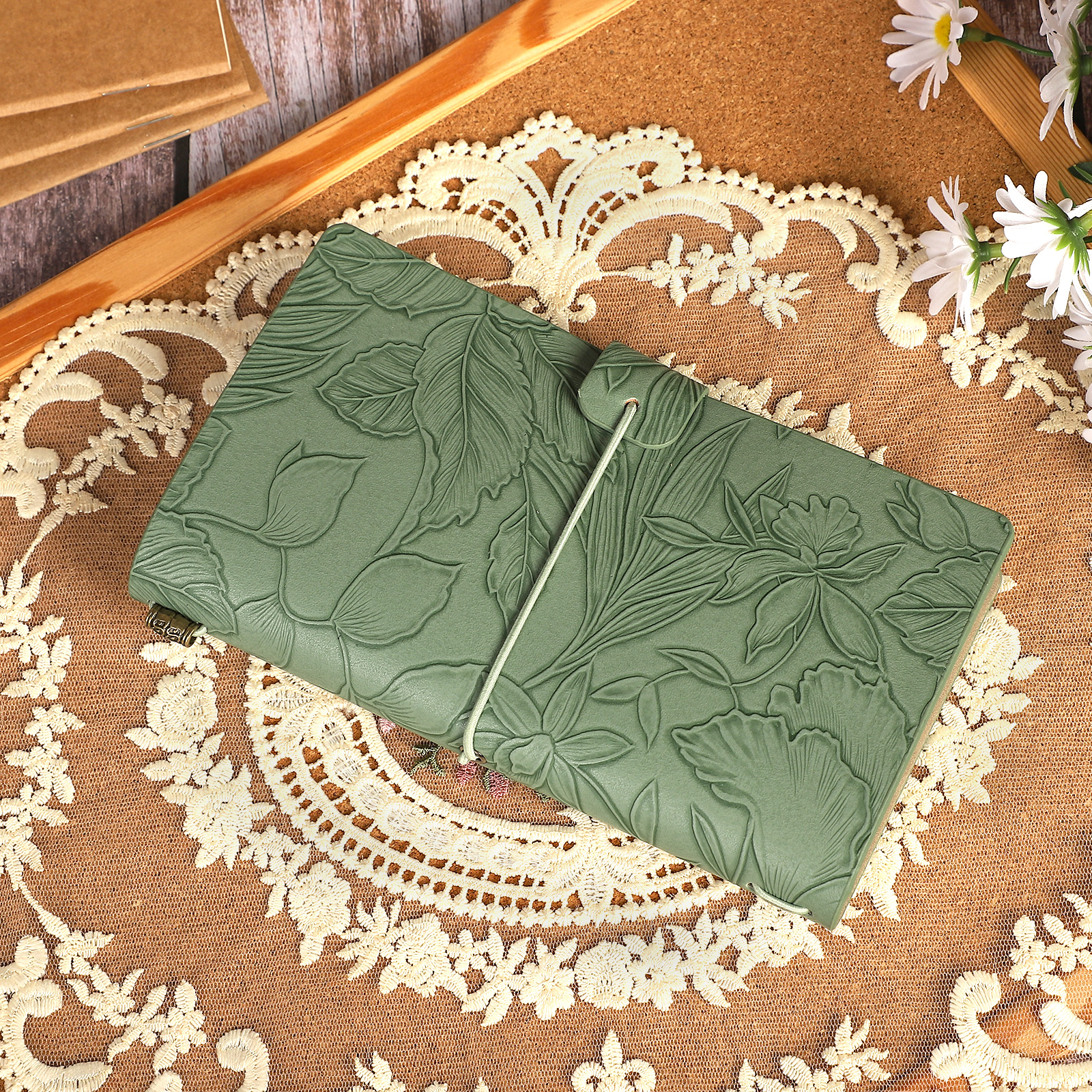 Journalsay A6 Literary Embossed Flower and Leaf Notebook