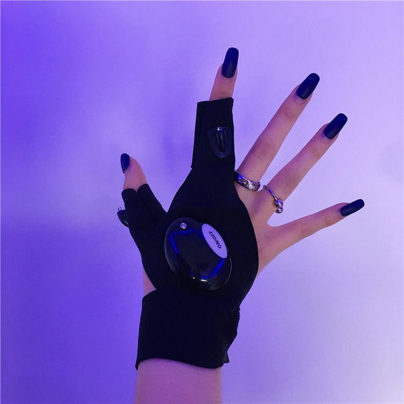 NiceMix LED half finger light gloves, cool function, men and women can bring fabric is breathable cotton