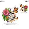 (US Only)2D Flat Flower Cat DIY Desktop Diamond Art Kits Double-Sided Bedroom Table Decor