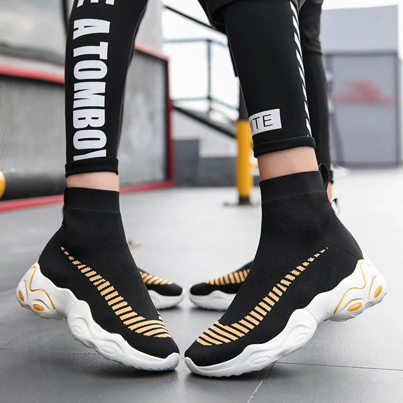 MWY Fashion Sock Sneakers Women Breathable Elasticity Flying Woven Couple Casual Shoes Soft Sole Zapato Mujer Wedge Platform