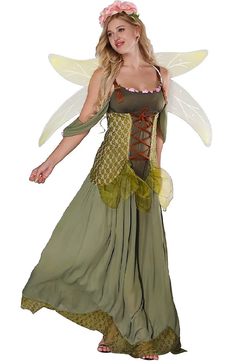 Sexy Rose Fairy Princess Halloween Costumes With Wings-elleschic