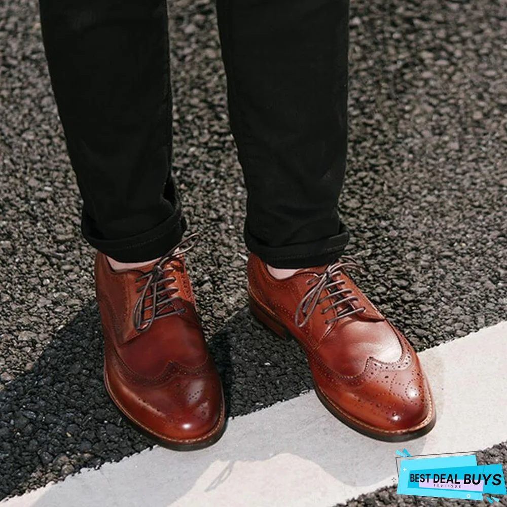 Men's Business Cow Leather Brogue Shoes
