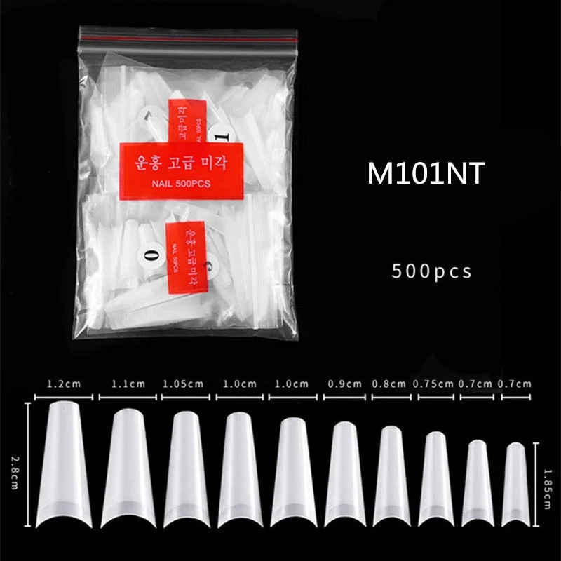 500Pcs False Nail Extension French Natural Transparent Stiletto Coffin False Nails Tips Long Acrylic UV Gel Nail Polish Manicure-Nail Inspo