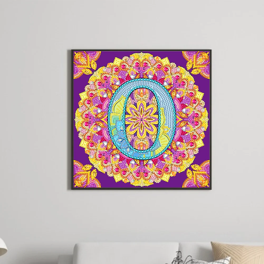 Special Shape Diamond Painting 30*30cm - O Letter Mandala