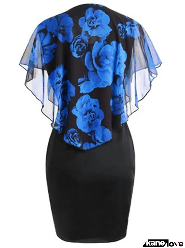 Women's Dress - Plus Size Party Dress Floral Crew Neck Print Sleeveless Summer Spring Vintage Elegant Mini Dress Formal Work Dress