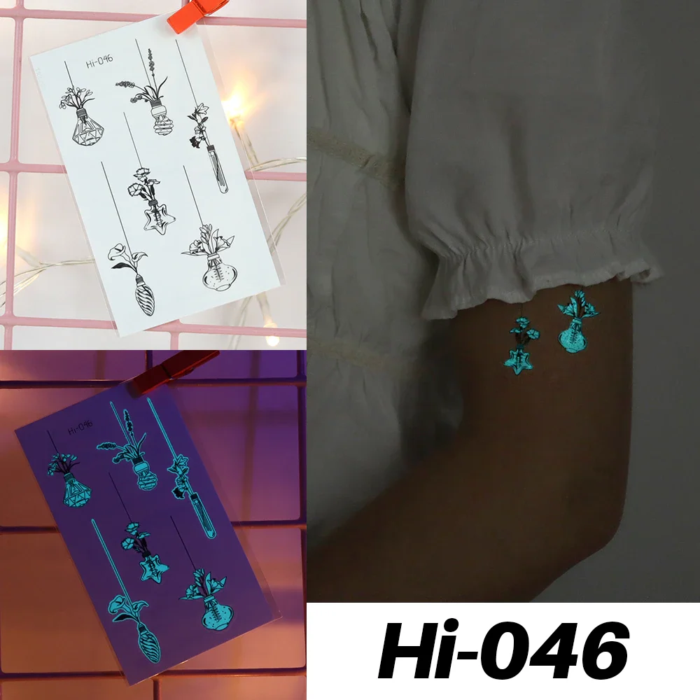 Sdrawing Luminous Glow Tattoo Sticker Snake Deer Glowing Halloween Waterproof Temporary Tatoo Wrist Fake Tatto Body Art Women Men