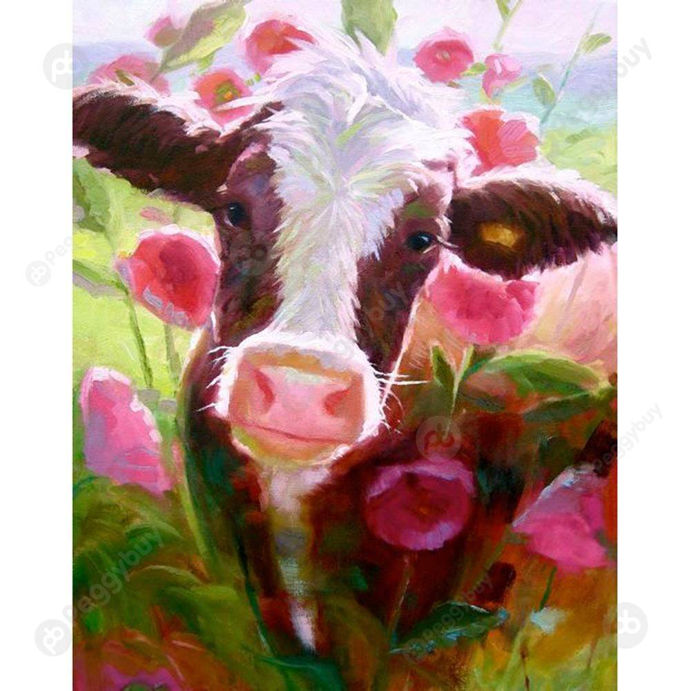 

30*40CM Round Drill Diamond Painting-Cow, 501 Original