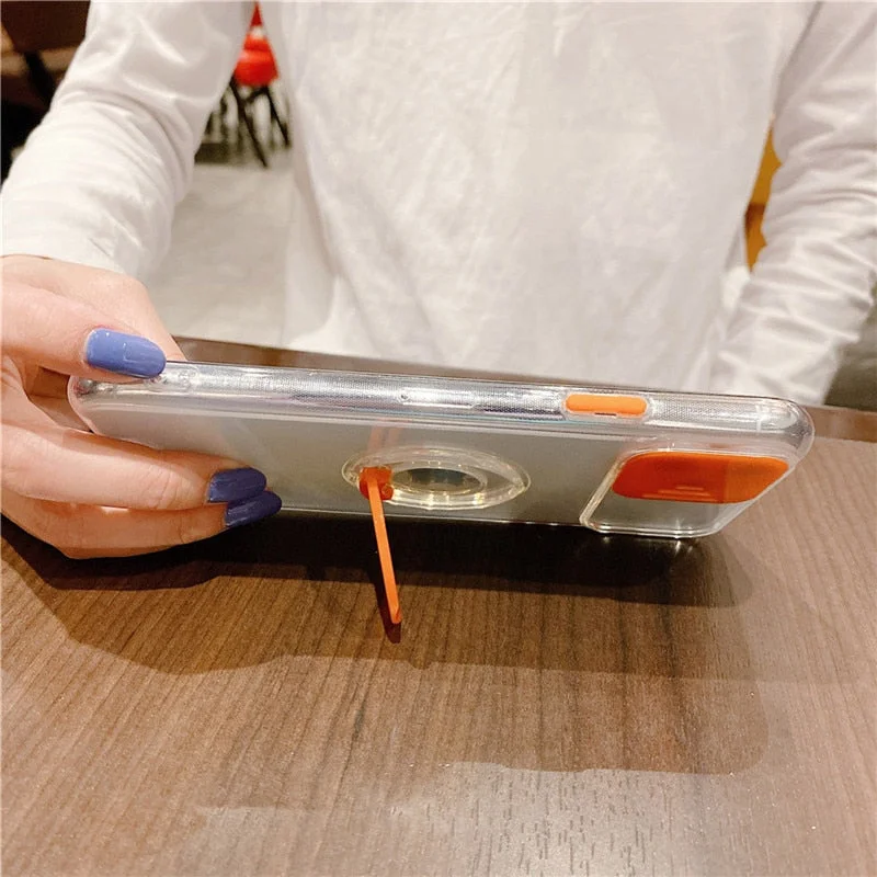 Clear Armor Ring Holder Case For iPhone