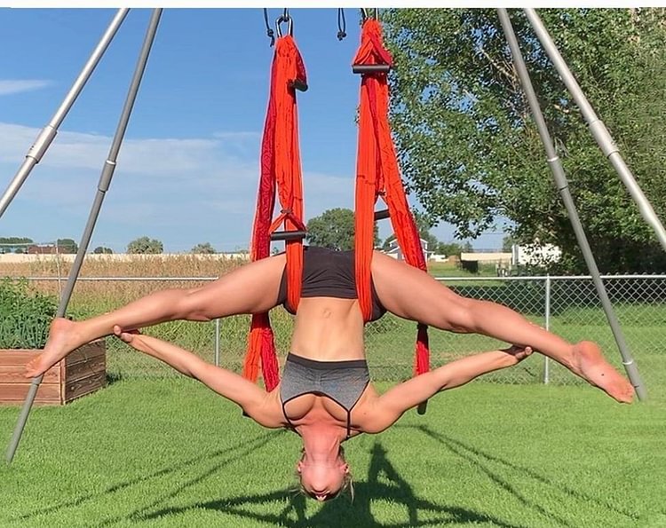 Aerial yoga hammock 6 handles strap, home gym hanging belt swing, anti-gravity aerial traction device