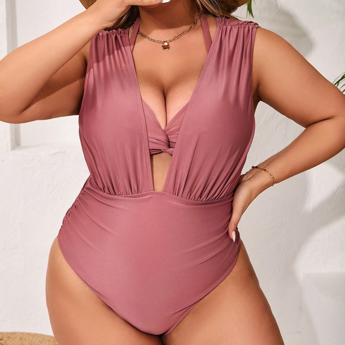 Women's Oversized One-piece Swimsuit - Rose Toy