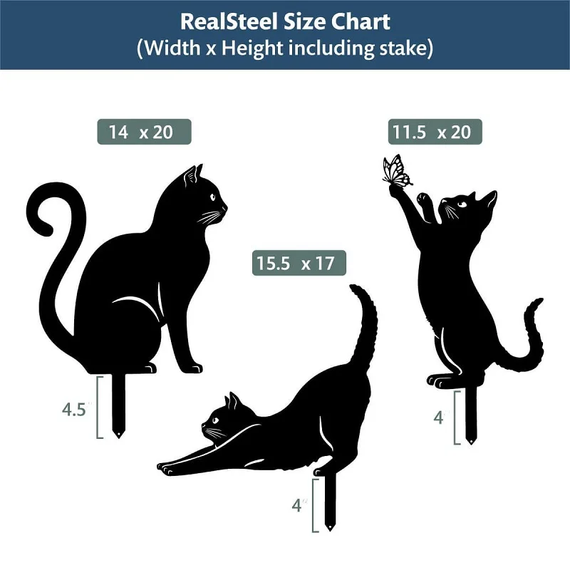  Adorable Metal Cats Decor -Garden Art -Buy 1 Set(3 Pack) Free Shipping